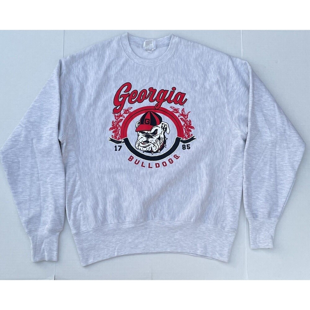 Champion Gray Georgia Bulldogs Crewneck Sweatshirt with Red Graphic